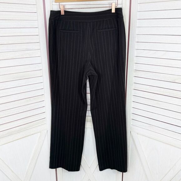 Style & Co Petite Pinstripe Straight Leg Dress Pants Black Grey 10P Mid Rise Y2K - Picture 2 of 11